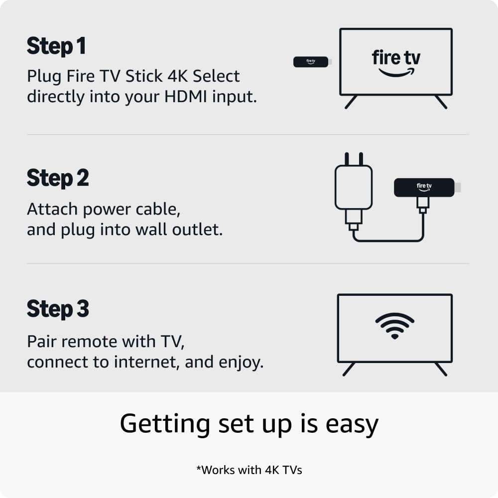 Amazon Fire TV Stick 4K Select (newest model), start streaming in 4K, Alexa voice search, stream lakhs of movies & episodes, free and live TV