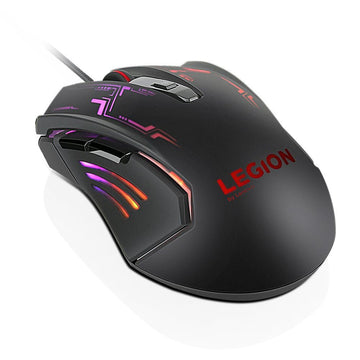 Lenovo Legion M200 RGB Gaming Wired USB Mouse, Ambidextrous, 6-Buttons, Upto 2400 DPI with 4 Levels DPI Switch, Multicolor-Colour RGB Backlight (GX30P93886)