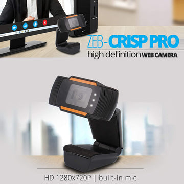 Zebronics Zeb-Crisp Pro Web Camera (HD) with 5P Lens,Built-in Microphone,Auto White Vision (Black)