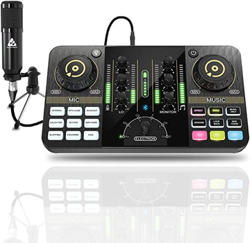 Audio Array AB-01 Audio Interface Podcasting Streaming Console Mixer with Bluetooth & XLR to 3.5mm Condenser Mic | Upto 8hr Battery Backup| Gaming, Streaming | Compatible with Mobile & Computers