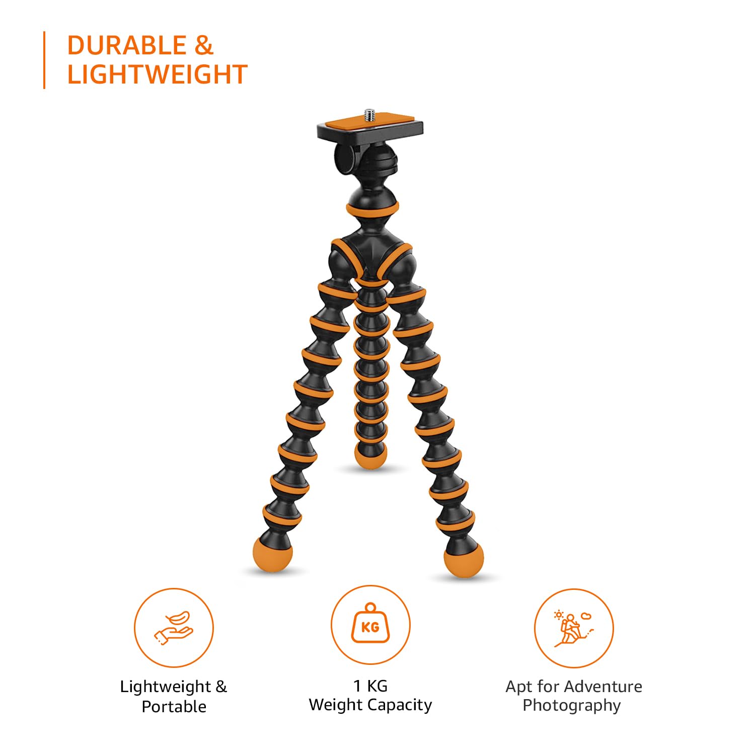 Amazon Basics Gorilla Tripod/Mini 33 cm (13 Inch) Tripod for Mobile Phone with Phone Mount & Remote, Flexible Gorilla Stand for DSLR & Action Cameras