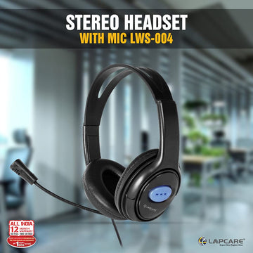 LAPCARE LWS004 Black | Adjustable Headset | Ideal for Gaming and Voice Recording | Compatible with Computer/Mobile Phones/Xbox/PS4 | Wired Over Ear Headphone with Mic