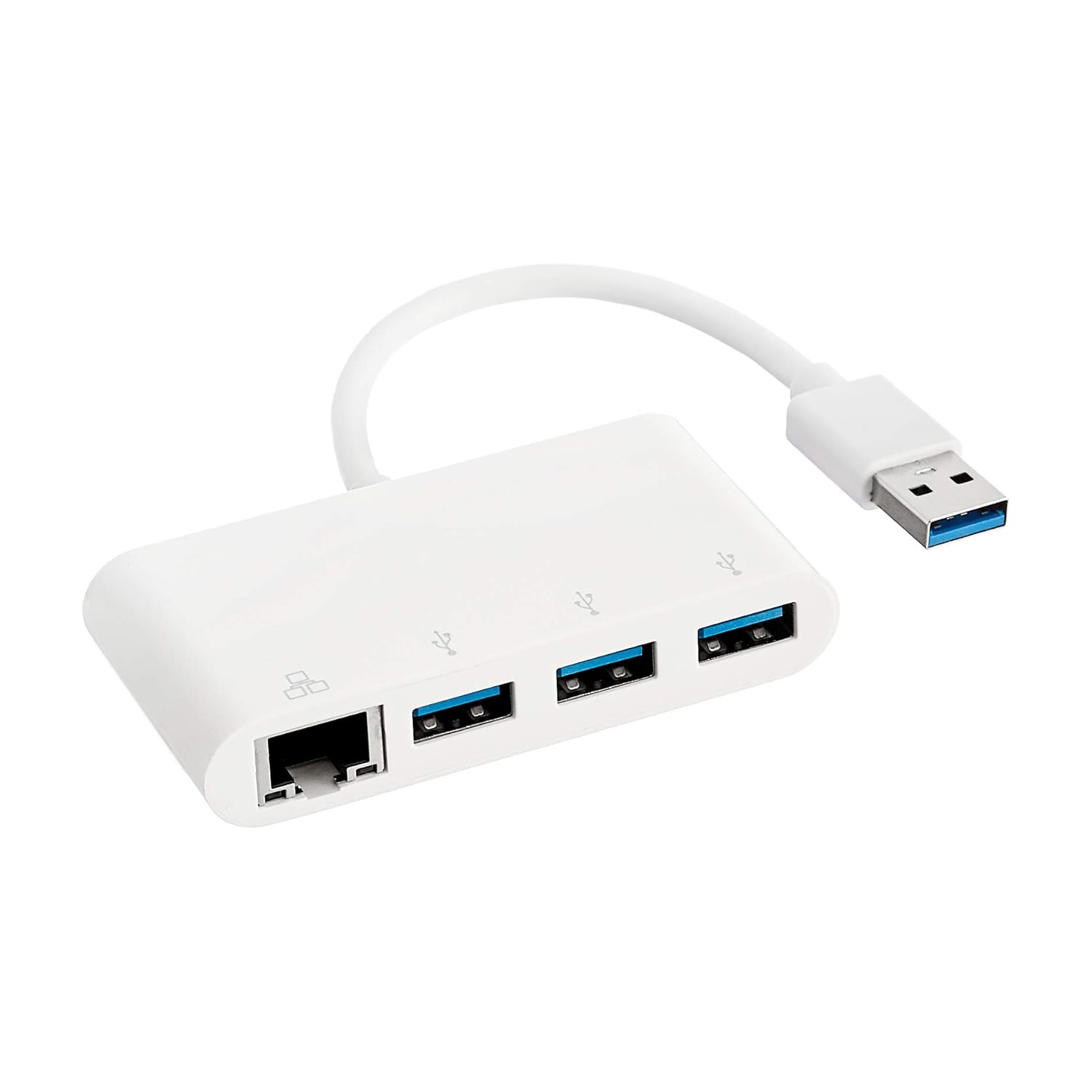 AmazonBasics 3-Port USB 3.0 Adapter with RJ45 Gigabit Ethernet Port, White
