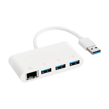 AmazonBasics 3-Port USB 3.0 Adapter with RJ45 Gigabit Ethernet Port, White