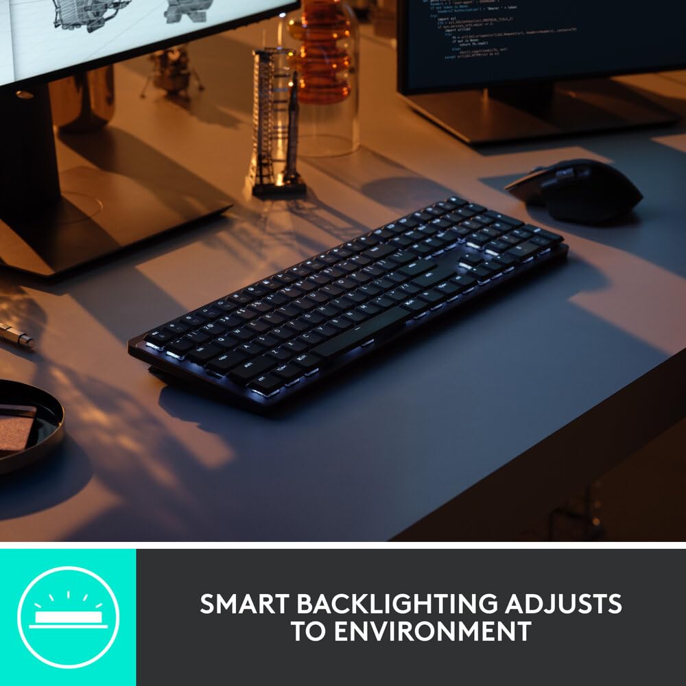 Logitech MX Mechanical Wireless Illuminated Performance Keyboard with Free Adobe Subscription, Linear Switches, Backlit Keys, Bluetooth, USB-C