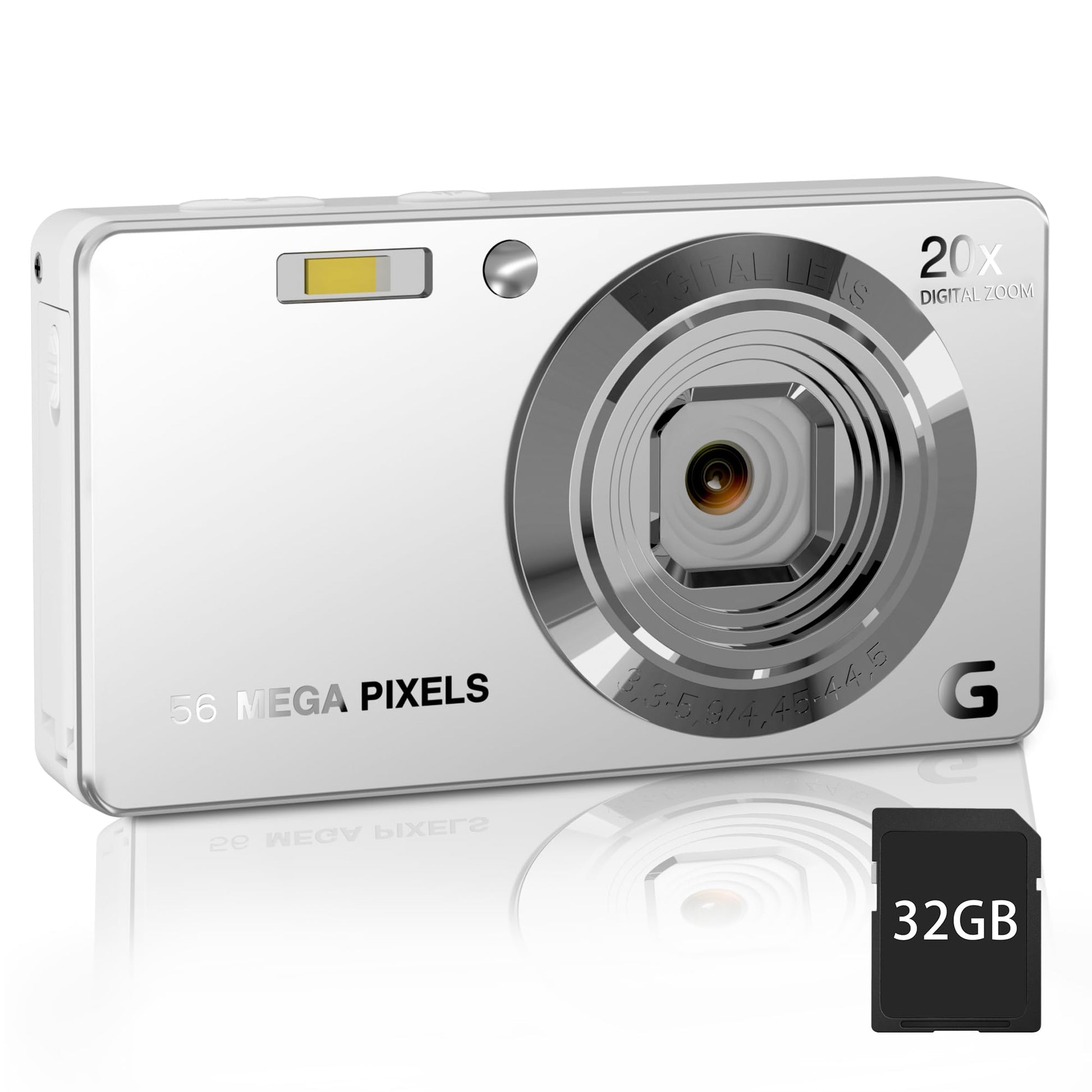 56MP FHD Digital Camera with 20X Digital Zoom & Autofocus, Anti-Shake Point and Shoot Camera for Kids Adults Beginners, Includes 32GB SD Card, Portable Compact for Travel