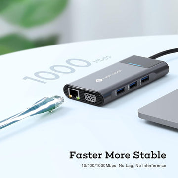 NOVOO 9in1 ProUSB C Multiport 4K HDMI VGA Ethernet 1000Mbps, 100W PD Charging, 3 USB3.0, SD/TF Slots, Thunderbolt 3 Laptop Dock for MacBook, Windows Laptops, Dark Grey, (NVHUBSN09PLX)