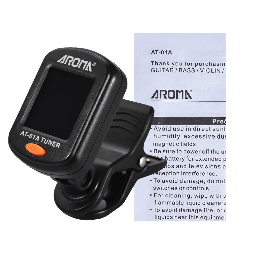 Docooler AROMA Guitar Tuner AT-01A Rotatable Clip-on Tuner LCD Display for Chromatic Guitar Bass Ukulele Violin
