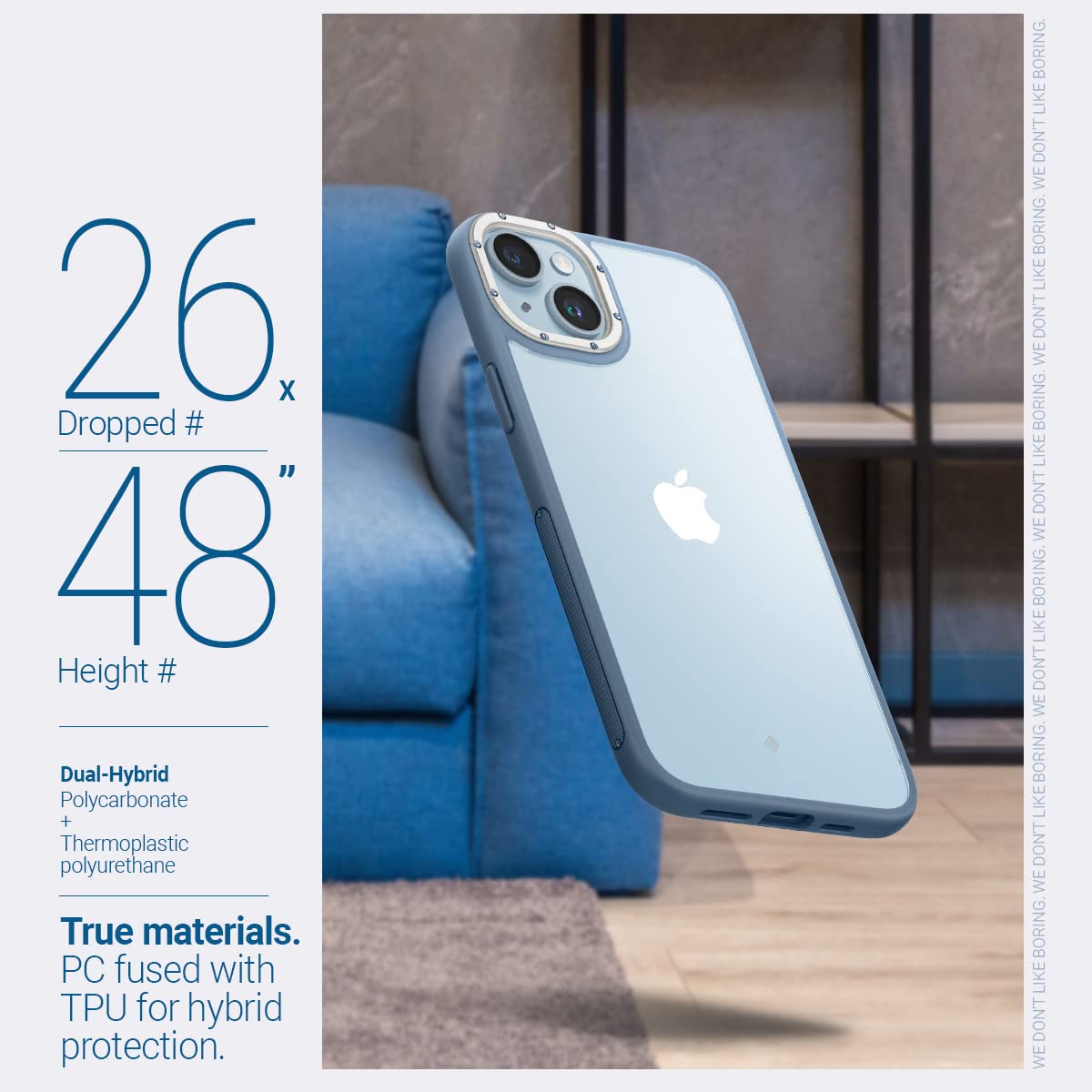 CASEOLOGY by Spigen Skyfall Back Cover Case Compatible For iPhone 14 Plus (TPU and Polycarbonate|Sky Blue)