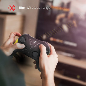 Redgear MS-150 Wireless Gamepad with 2.4GHz Wireless Technology, 2 Digital triggers, 2 Analog Sticks, Integrated Dual Intensity Motor, Type-c Charging for PC(Punk Yellow)
