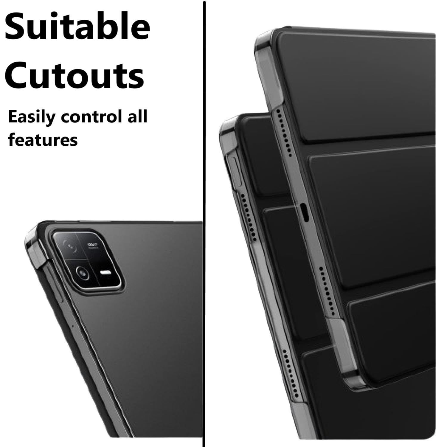 Amazon Basics Trifold Smart Hard Matte Back Cover Flip Stand Case Compatible with Xiaomi Mi Pad 6 11 inch Case Cover [Auto Sleep/Wake Case] - Black