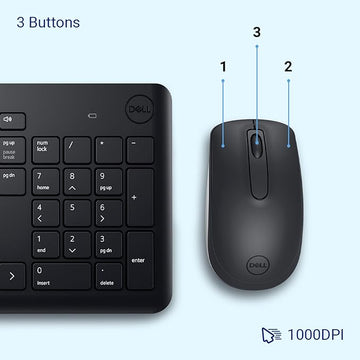 Dell KM3322W Wireless USB Keyboard and Mouse Combo, Anti-Fade & Spill-Resistant Keys Black
