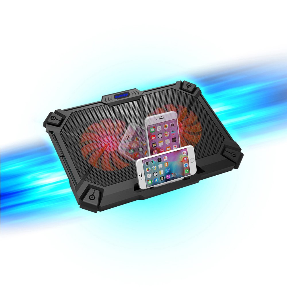 Cosmic Byte Comet Laptop Cooling Pad, Dual 140 mm Fans, LED Lights, Fan Speed Adjustment, USB Ports, Support Upto 17" Laptops (Red)