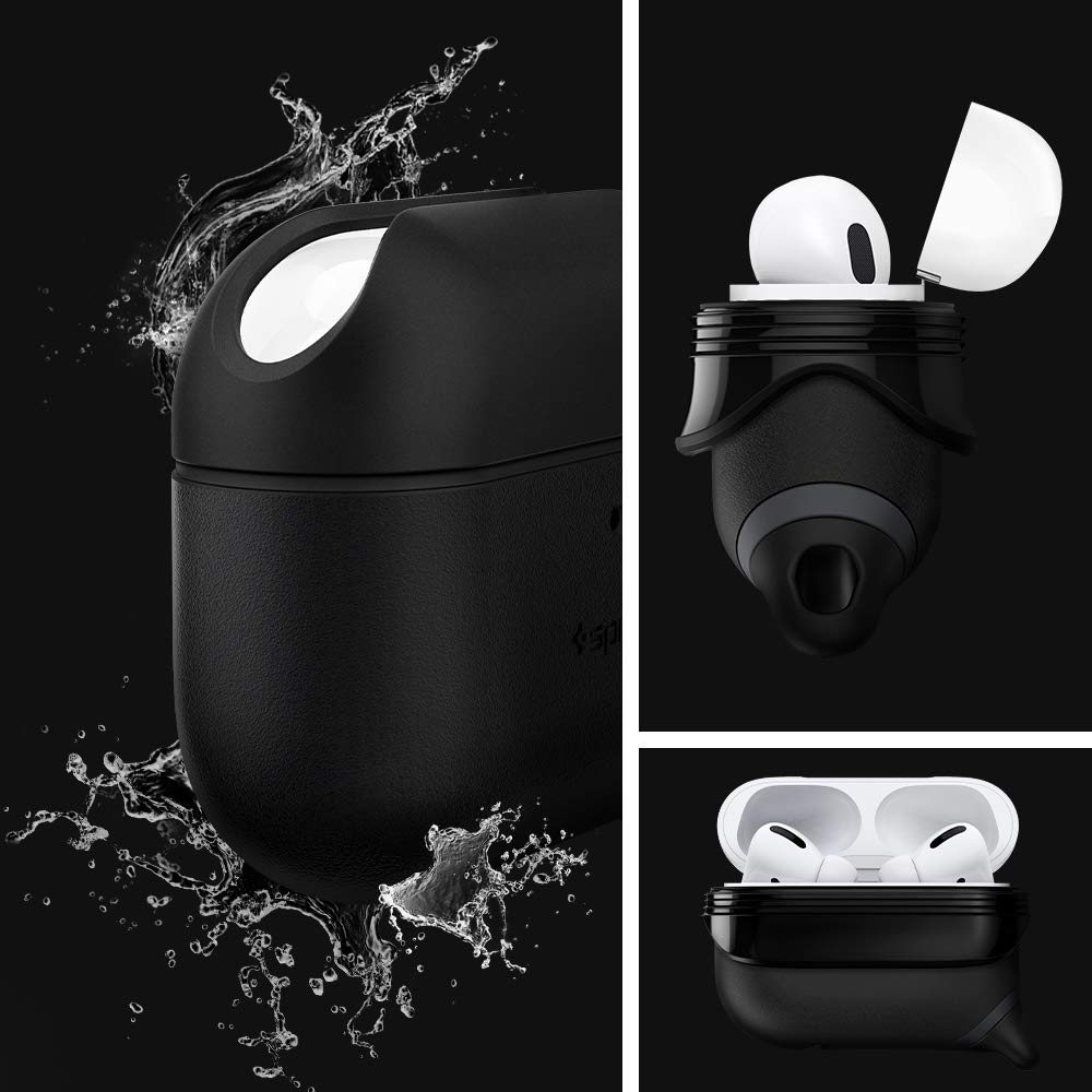 Spigen for AirPods Pro 2/1 Case, Carabiner Included, Soft Shell, Waterproof Cover, (Slim Armor IP) - Black