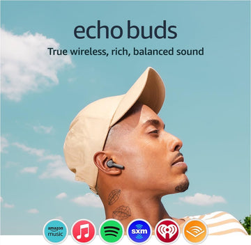 Amazon Echo Buds (newest model), True Wireless Bluetooth 5.2 Earbuds with Alexa, audio personalization, multipoint, 20H battery with charging case, fast charging, sweat resistant, ****SEALED****