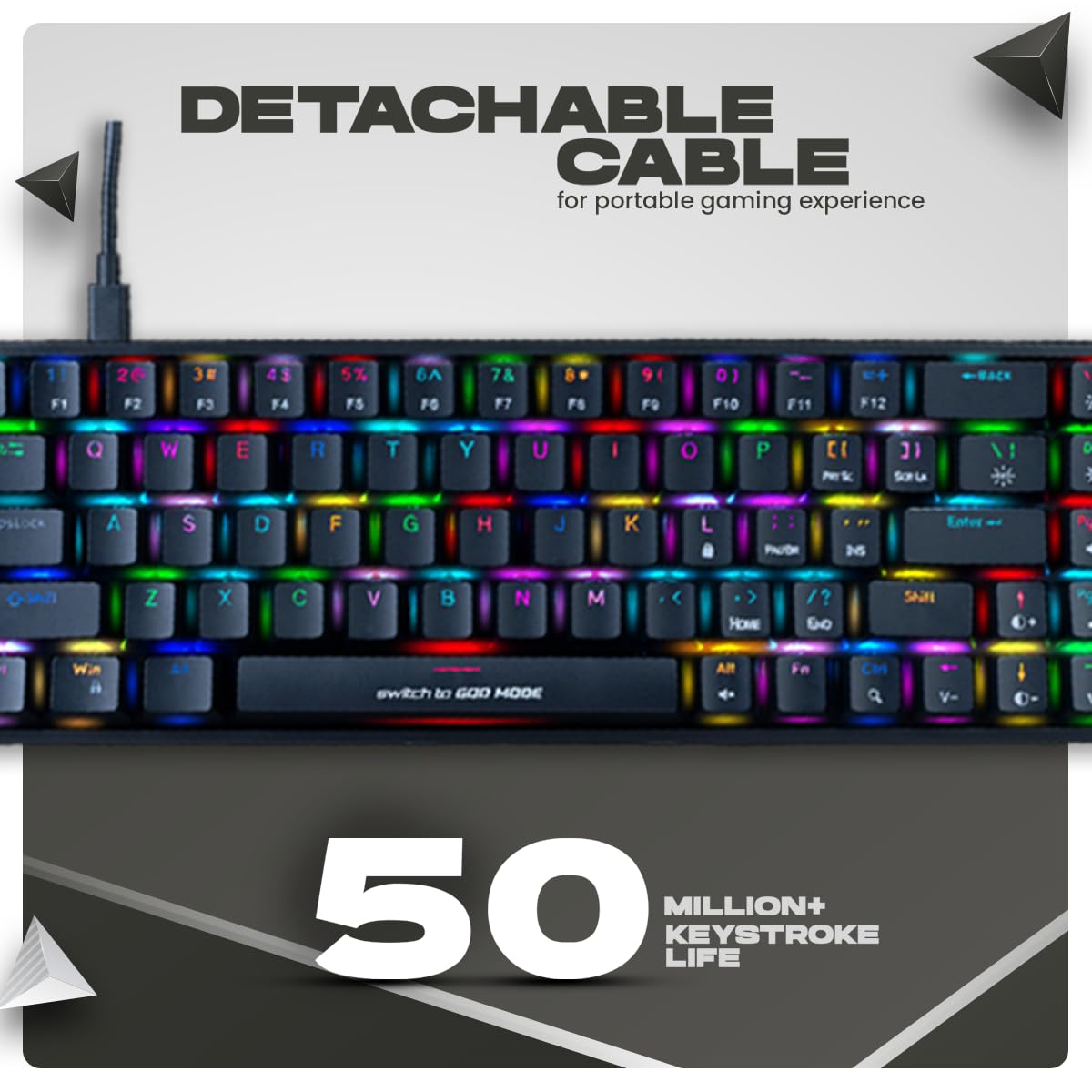 Cosmic Byte CB-GK-31 Artemis 68Key Per Key RGB Wired Mechanical Keyboard, Upgraded with Swappable Outemu Red Switches and Software (Black)