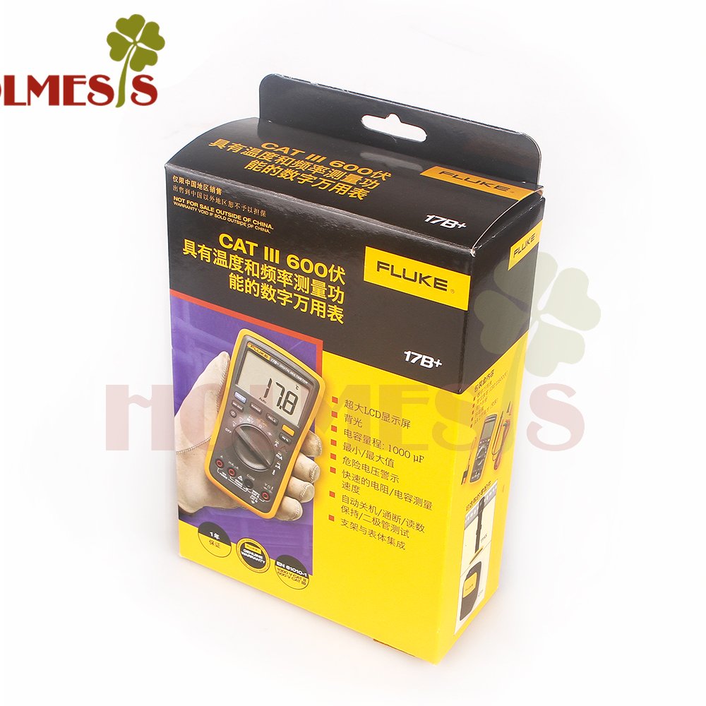 Fluke 17B+ Digital Multimeter 600V Over-Voltage Indicator 4000 Counts Current Measurement Diode Test & Data Hold Temperature & Humidity Specifications Altitude Compatibility Fuse Protection