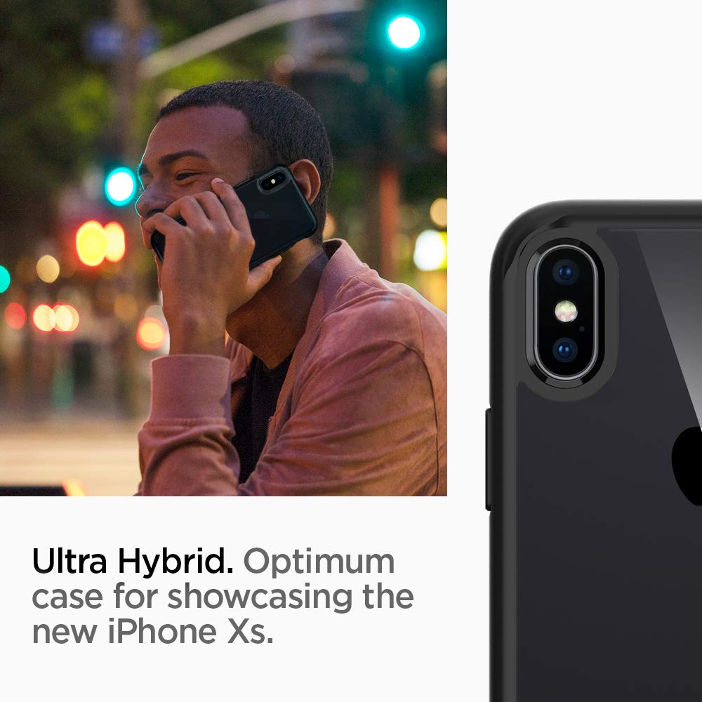 Spigen Ultra Hybrid Back Cover Case Compatible with iPhone Xs/X (TPU + Poly Carbonate | Matte Black)