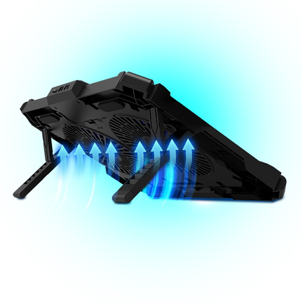 Cosmic Byte Comet Laptop Cooling Pad, Dual 140 mm Fans, LED Lights, Fan Speed Adjustment, USB Ports, Support Upto 17" Laptops (Red)