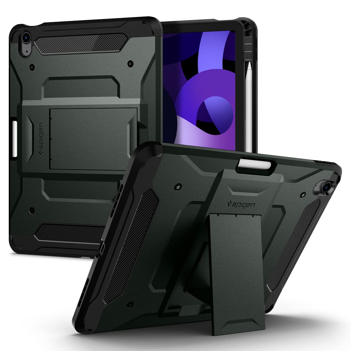 Spigen Ultra Hybrid Pro for iPad Air 11inch M3/M2 (2025/2024) Case, iPad Air 10.9inch 5th/4th Gen (2022/2020) Full Cover Folio Case with Built in Pencil Holder, Trifold Stand - Black