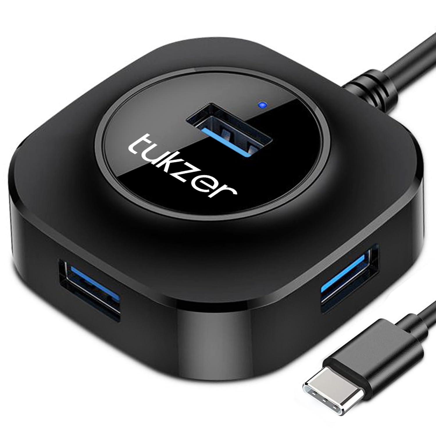 Tukzer 4-Ports USB A to USB 3.0 HUB with High-Speed Data Transfer & Fast Charging| Compatible for MacBook, Mac Mini, iMac Pro, Microsoft Surface, UltraBooks, Laptops, Notebooks & Desktops (Black)