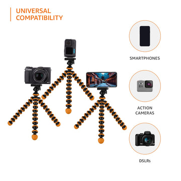 Amazon Basics Gorilla Tripod/Mini 33 cm (13 Inch) Tripod for Mobile Phone with Phone Mount & Remote, Flexible Gorilla Stand for DSLR & Action Cameras