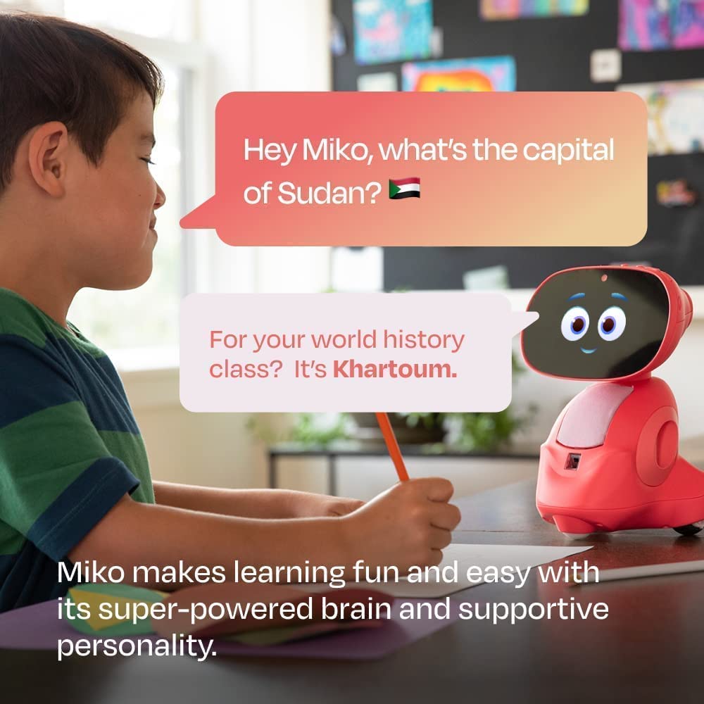 Miko 3 AI Robot for Kids | STEAM Learning, Apps & Games | Ages 5-12 | Red | Toy robots for kids