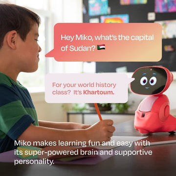 Miko 3 AI Robot for Kids | STEAM Learning, Apps & Games | Ages 5-12 | Red | Toy robots for kids