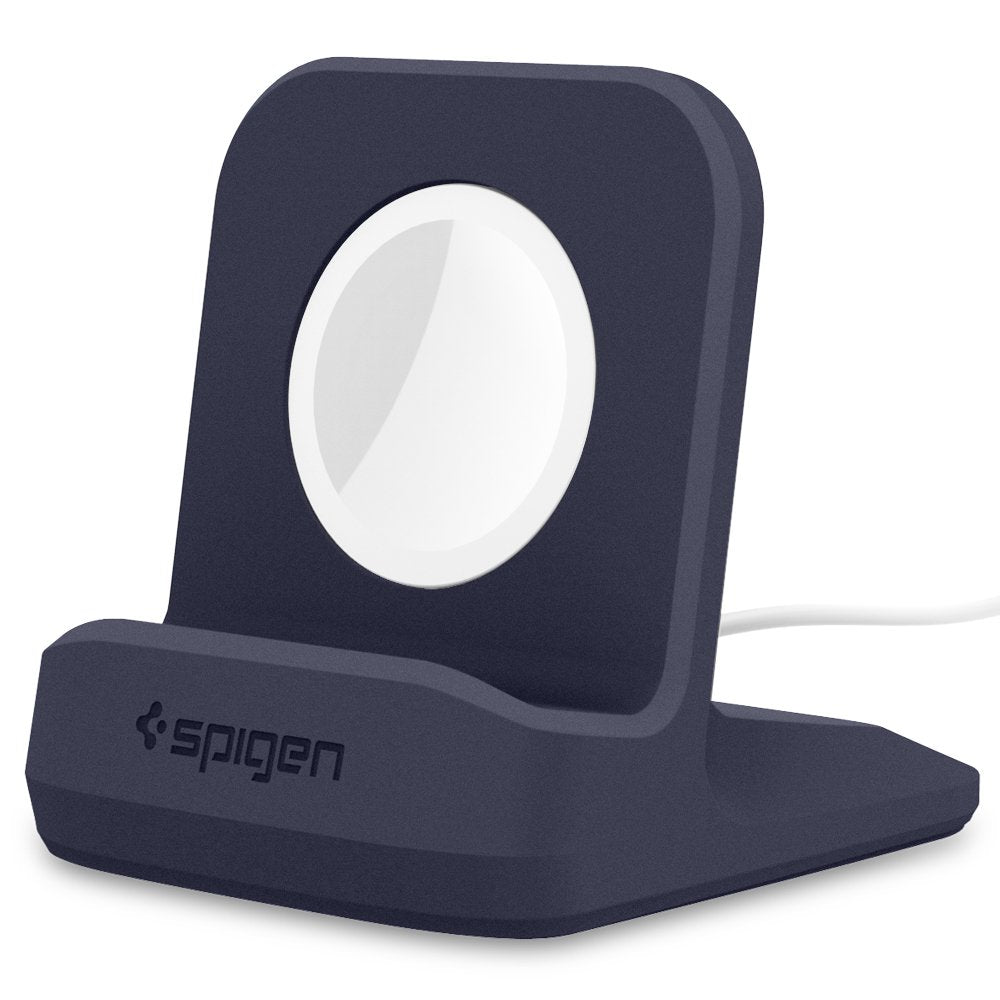 Spigen S350 Smartwatch Charger Stand for Apple Watch Ultra 3/2/1, Series 11/10 46/42mm, 9/8/7 45/41mm, SE3/SE2/SE/6/5/4 44/40mm, Charging Dock with Nighstand Mode, Non- Slip Base - Midnight Blue