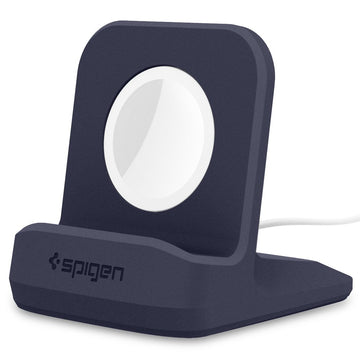 Spigen S350 Smartwatch Charger Stand for Apple Watch Ultra 3/2/1, Series 11/10 46/42mm, 9/8/7 45/41mm, SE3/SE2/SE/6/5/4 44/40mm, Charging Dock with Nighstand Mode, Non- Slip Base - Midnight Blue