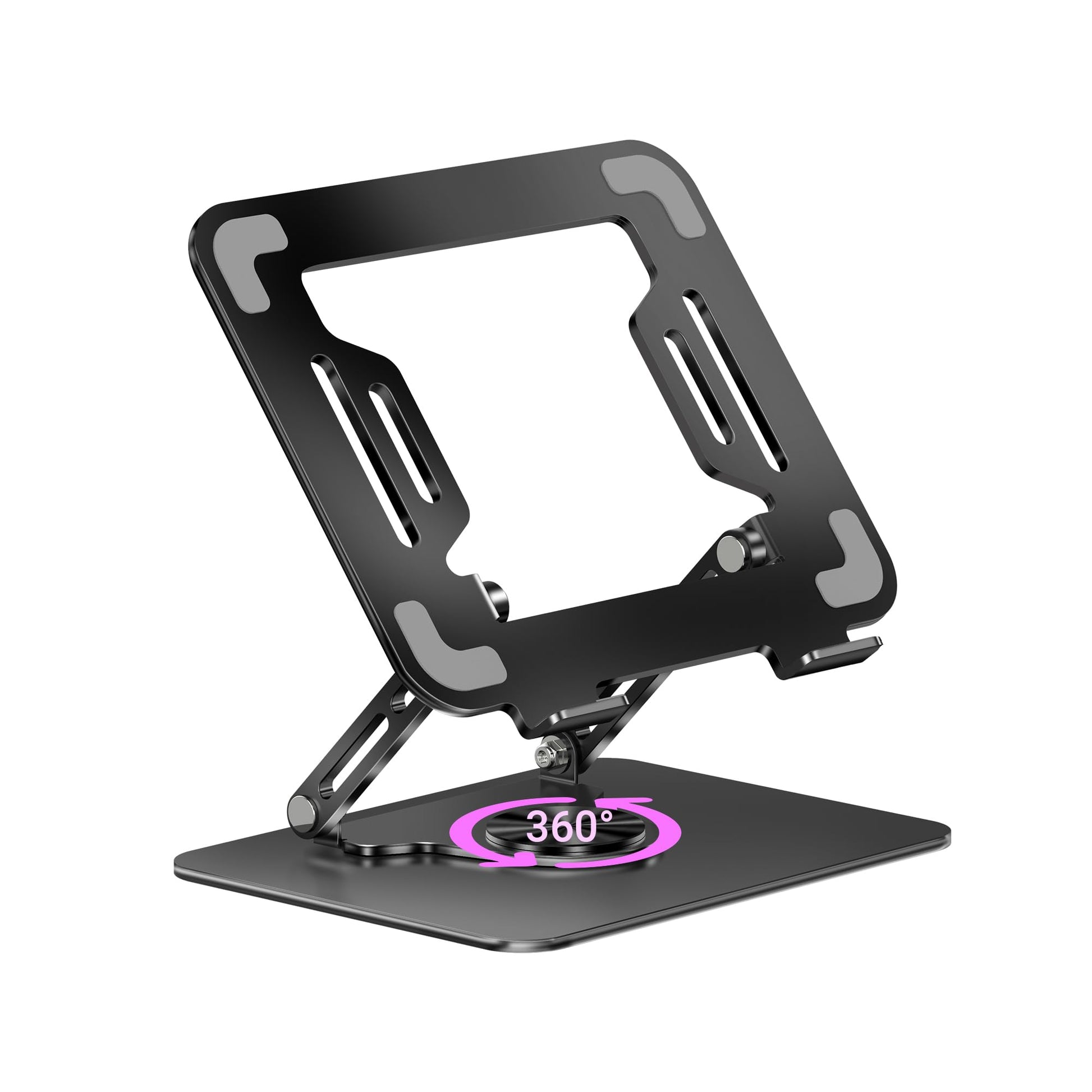 ZEBRONICS Aluminium Alloy Laptop Stand, Compatible with 9-15.6 inch Laptops, 7 Angles Adjustable, Anti Slip Silicon Rubber Pads, Foldable, Velvet Pouch Inside, Zeb-NS2000 (Dark Grey)