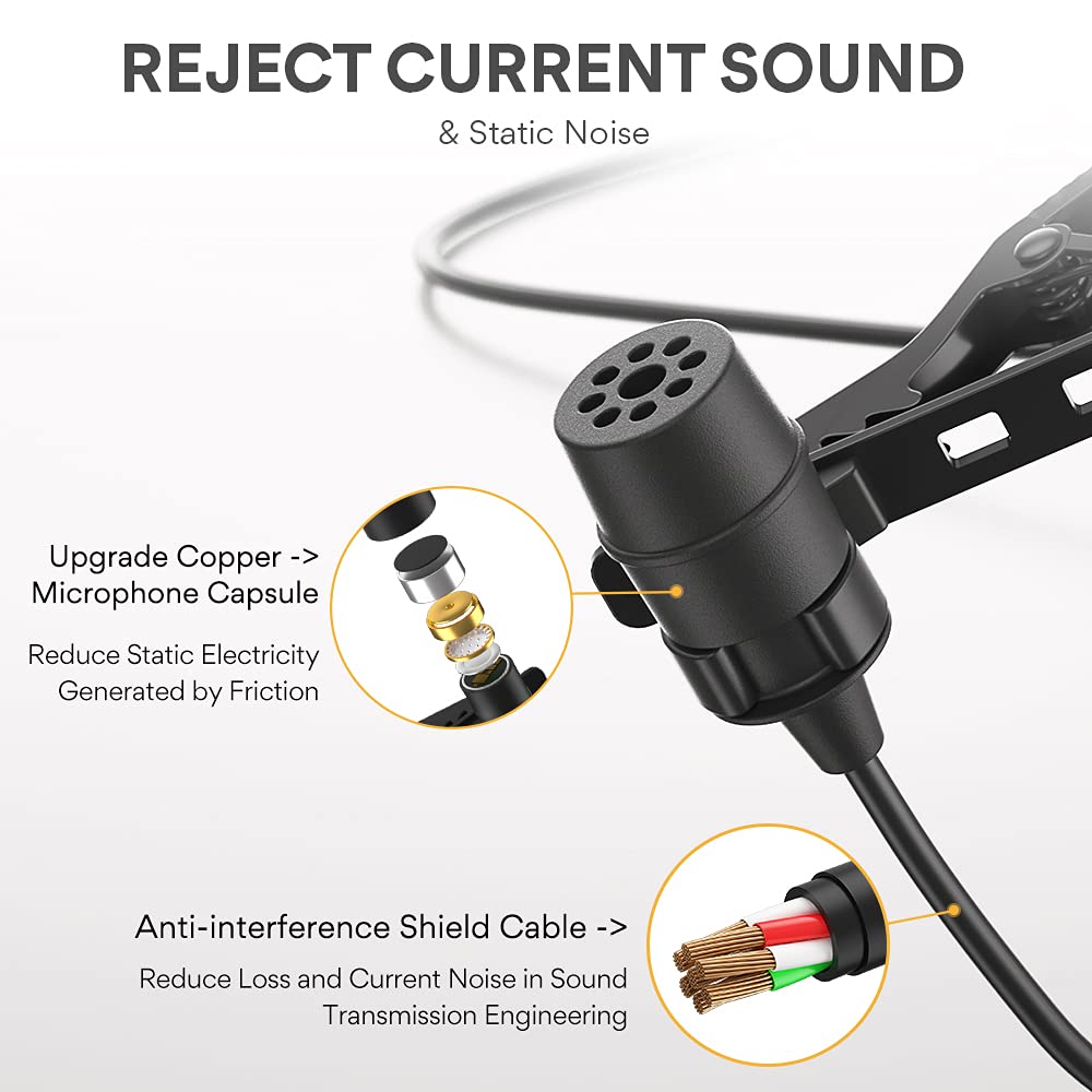 Maono AU-404 Auxiliary USB Omnidirectional Dual Collar Lavalier Condenser Microphone For Mobile, PC, YouTube Recording, Singing, Vlogging (Black)