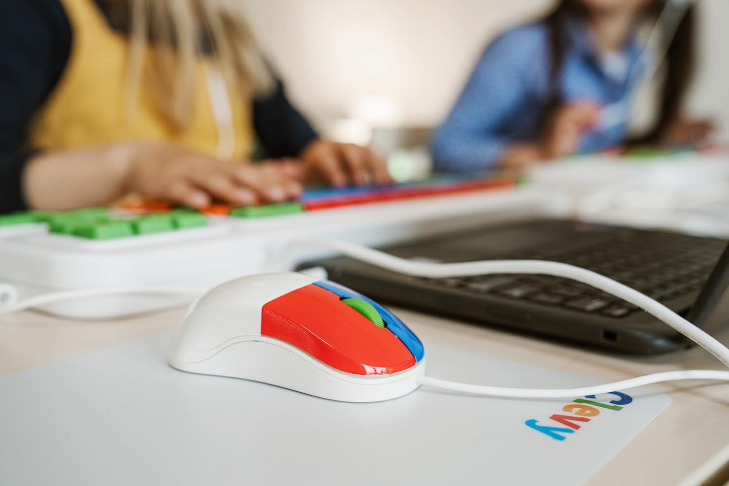 Clevy Kids Mouse - Colorful Ergonomic USB Computer and Laptop Kids Mouse for School and Home Computer Use - Wired Children Friendly - Compatible with Windows, macOS, Chromebook