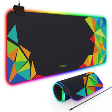 Tukzer RGB RETRO Extended Gaming Mouse Pad, High-Speed Mouse Tracking & Control | with LED Glowing Backlight 13 Lighting Modes| Desk Mat for Computer Laptop Keyboard (795mm x 298mm x 3.45mm, Abstract)