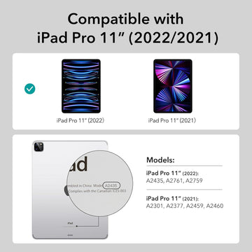 ESR for iPad Pro 11 inch Case (2022/2021, 4th/3rd Generation), iPad Pro Cover with Pencil Holder, Detachable Magnetic Cover, Tough Back Case, Pencil 2 Wireless Charging, Slim and Light, Hybrid Trifold Case, Frosted Green