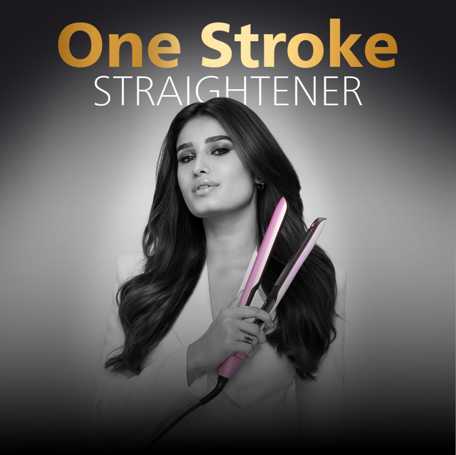 Philips India's No.1 Hair Styling Brand - One Stroke Hair Straightener | 50% Faster Straightening | 3 days salon-like hair | 12 Temperature Settings (120–230°C) Designed for Indian Hair | BHS530