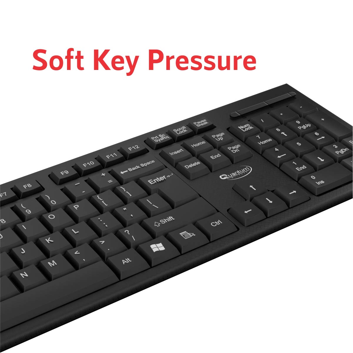 Quantum QHM-7406 Full-Sized Keyboard with (₹) Rupee Symbol, Hotkeys and 3-pieces LED function for Desktop/Laptop/Smart TV Spill-Resistant Wired USB Keyboard with 10 million keystrokes lifespan (Black)