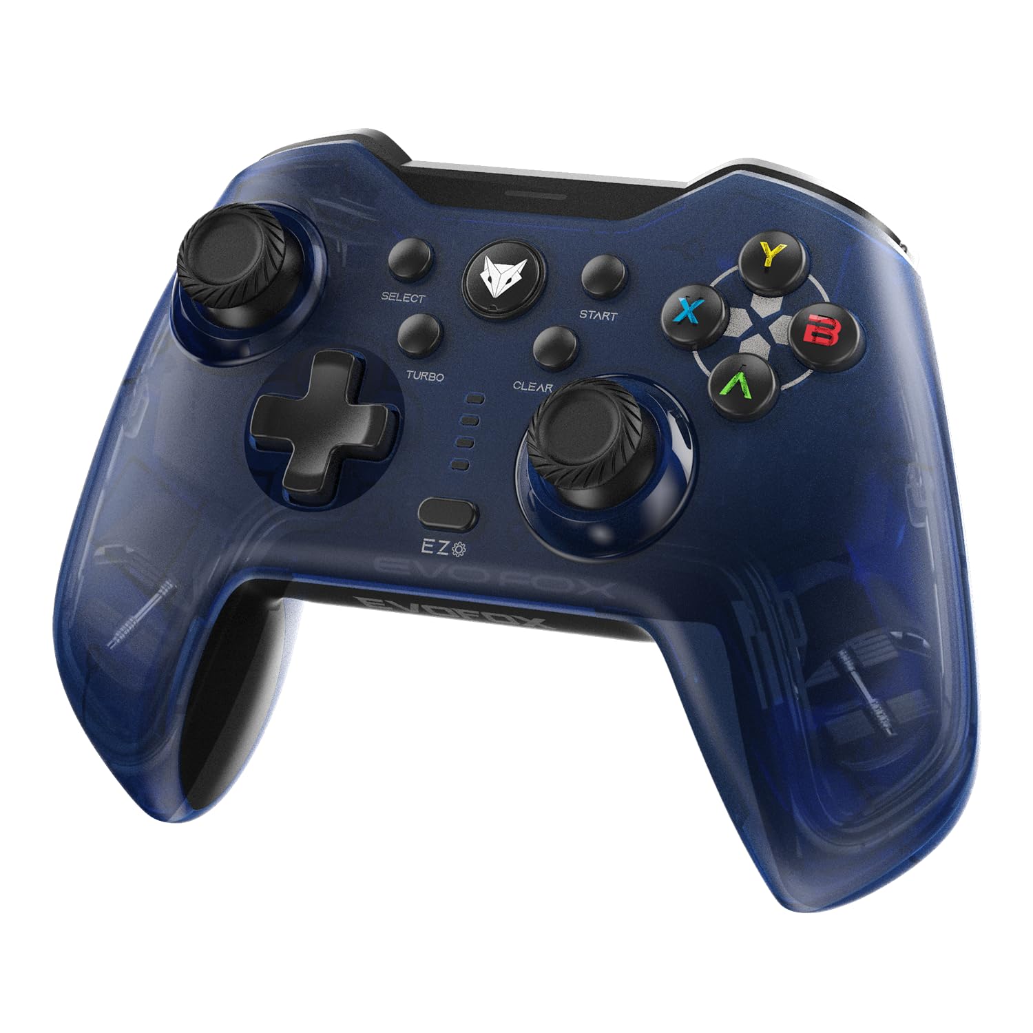EvoFox Elite X Wired Gaming Controller for PC with 2 Programmable Macro Back Buttons, Adjustable Dual Vibration Motors,Turbo Mode,Analog Triggers, High Precision joysticks,Low Latency Plug and Play,Translucent Shell Controller for pc