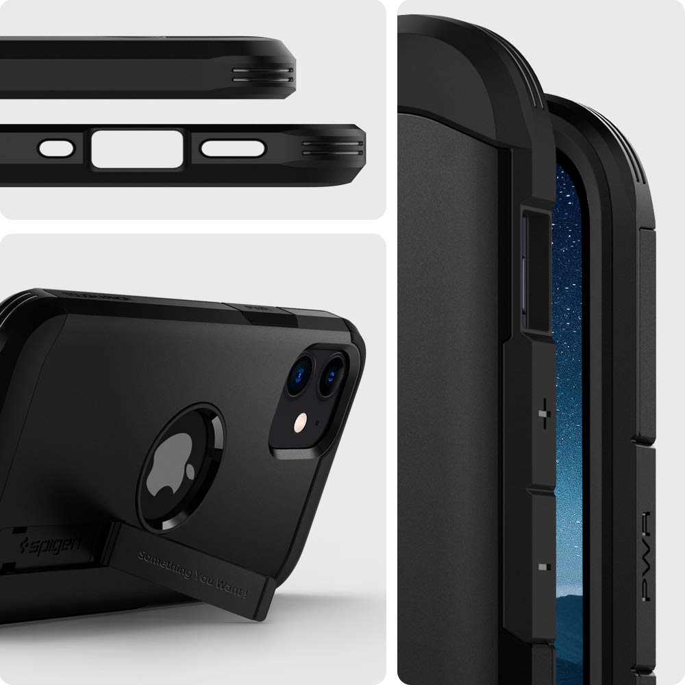 Spigen Tough Armor Back Cover Case Compatible with iPhone 12 mini (TPU + Poly Carbonate | Black)