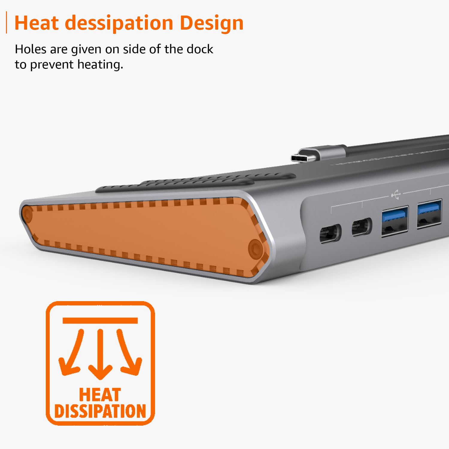 Amazon Basics Dock Station, 13-in-1 USB C HUB Docking Station, USB C Network Hub with HDMI VGA PD(3.0), 4xUSB 2xUSB C, 10/100M Gigabit Laptop Stand for MacBook iPad Surface Pro and More Windows Laptop