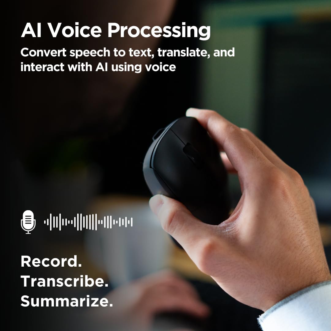 Virtusx Jethro AI Mouse - Voice & Audio Recorder for Lecture & Meeting, Centralized Software with Voice Typing, Writing Tools, Transcribe, Translate & Summarize, Wireless Mouse for Computer, Laptop