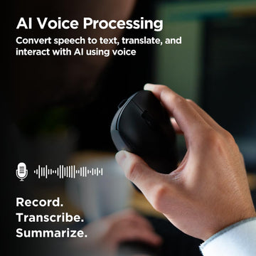 Virtusx Jethro AI Mouse - Voice & Audio Recorder for Lecture & Meeting, Centralized Software with Voice Typing, Writing Tools, Transcribe, Translate & Summarize, Wireless Mouse for Computer, Laptop