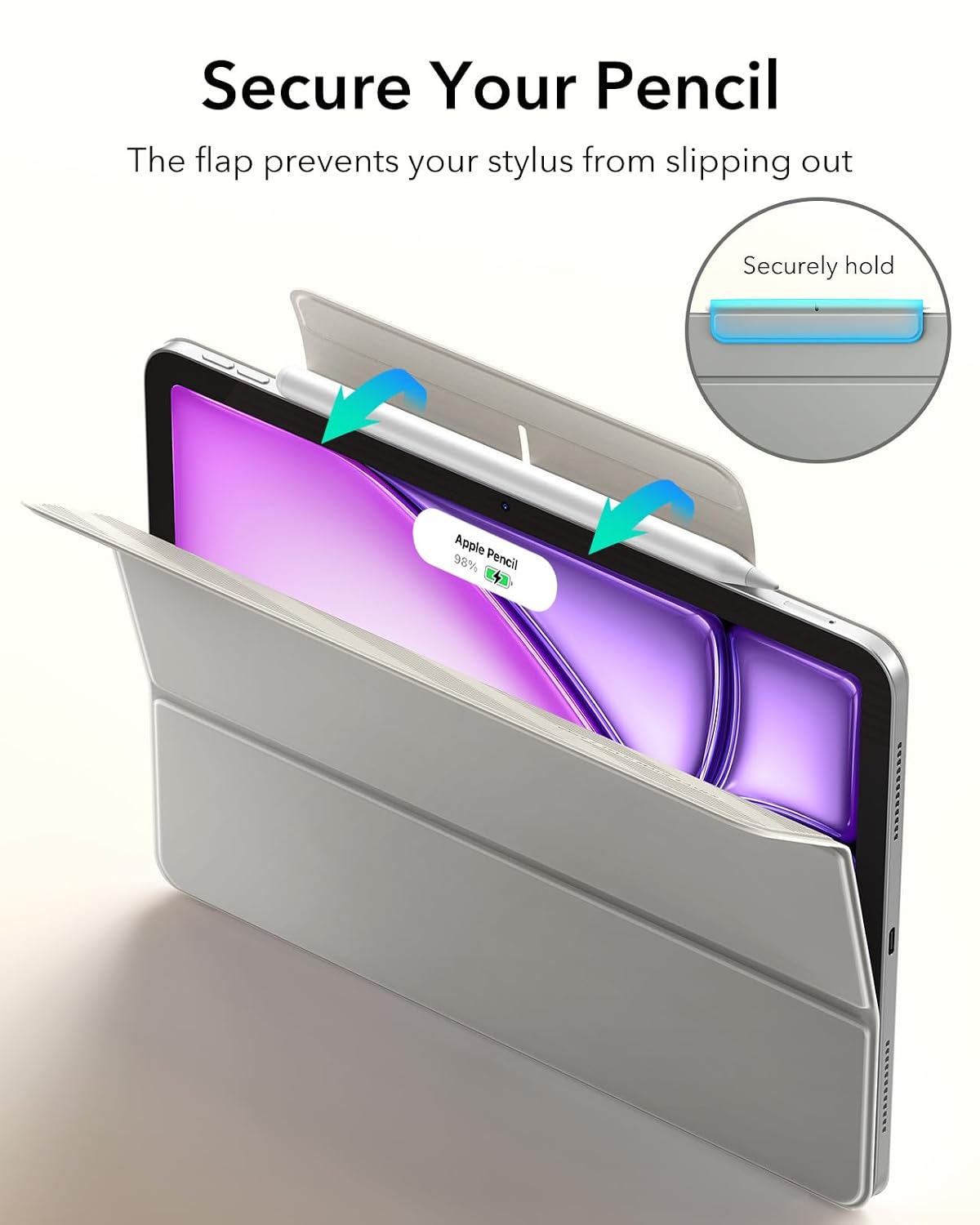 ESR for iPad Air 13 Inch Case M4/M3/M2, iPad Pro 12.9 Case, Grey