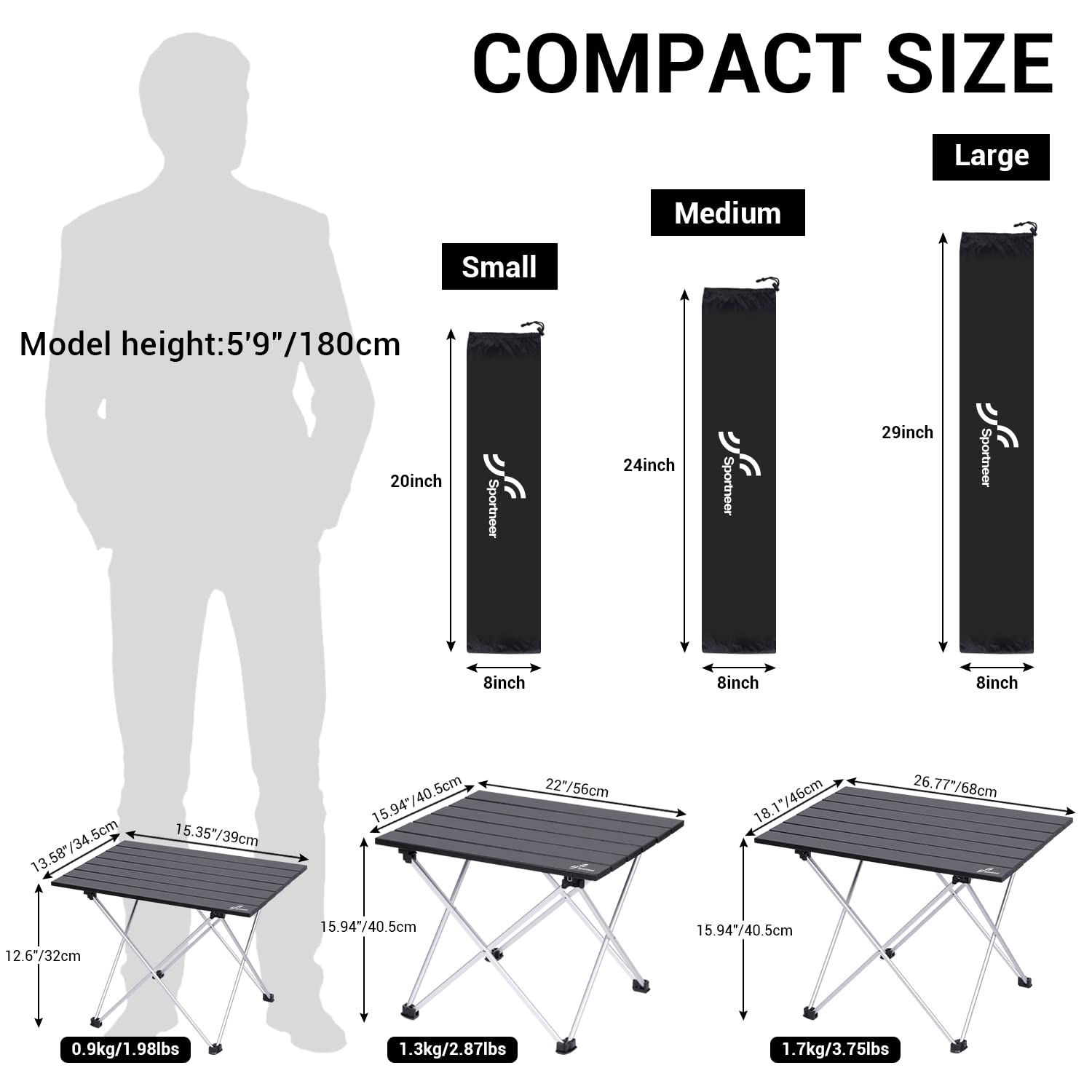 sportneer campingtisch Sportneer Aluminium Camping Table, Portable Lightweight Aluminum Table