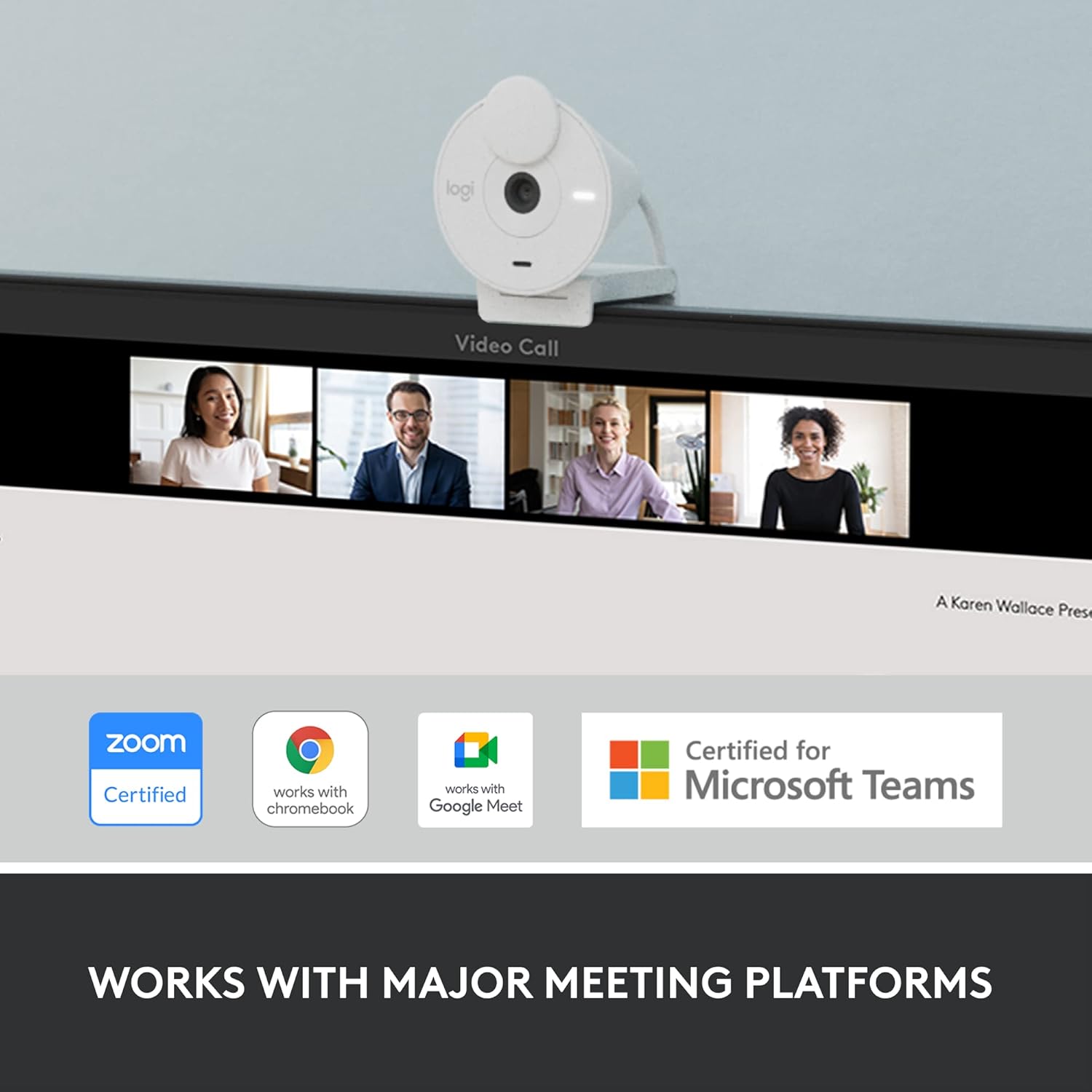 Logitech Brio 300 Full HD Webcam with Privacy Shutter, Noise Reduction Microphone, USB-C, Certified for Zoom, Microsoft Teams, Google Meet, Auto Light Correction - Off White