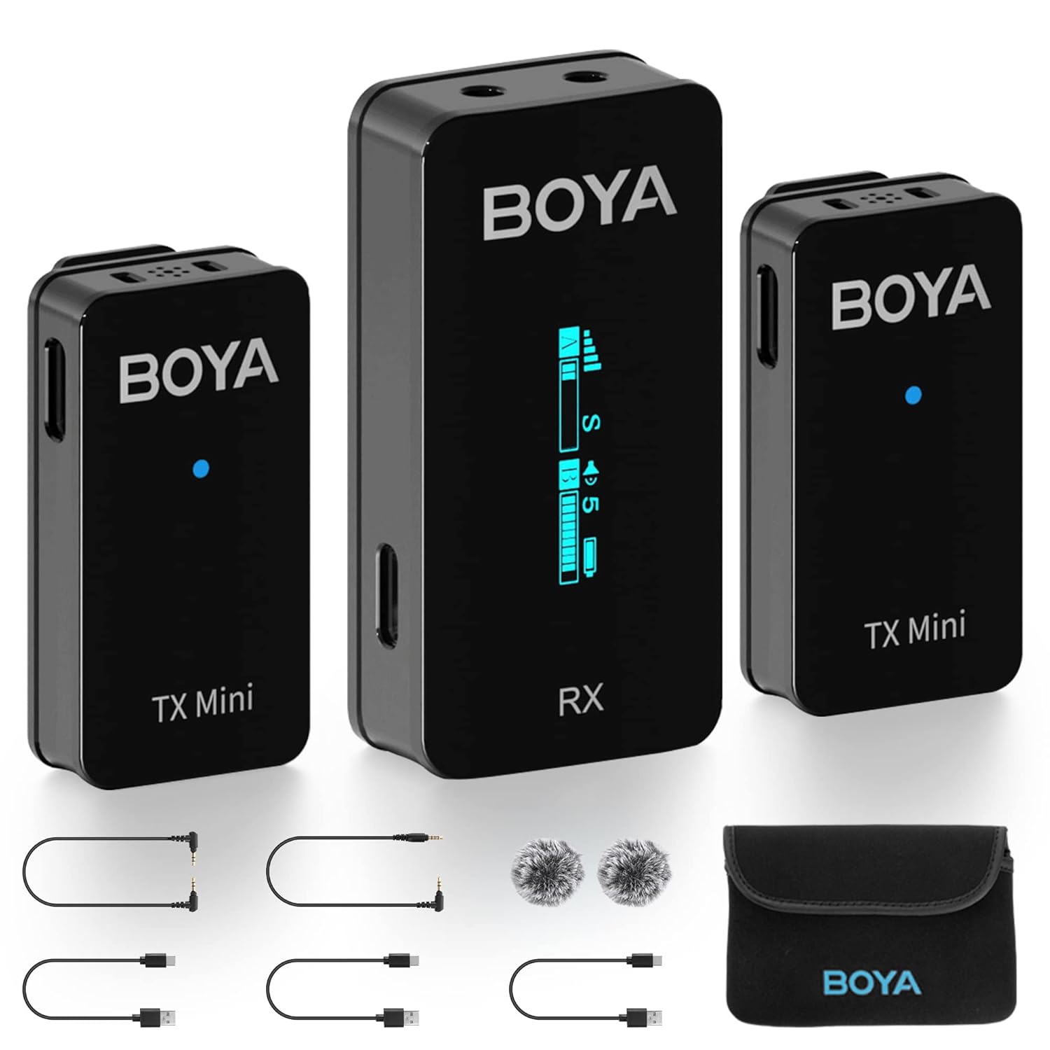 BOYA BY-XM6-S2 Mini OLED Wireless Lavalier Microphone,Dual-Channel Lapel Mic with Mono/Stero & Gain Compatible with Camera/Smartphone YouTube Vlog Live Stream Podcast Interview