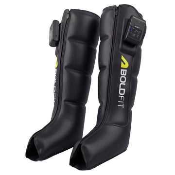 Boldfit Cordless Leg Compression Massager Boots, 4 Air Chambers, 5 Modes, 7 Intensities, Dual Inflators, 3600mAh Rechargeable, Type-C Charging, Portable Leg Massager for Pain Relief, 1-Year Warranty