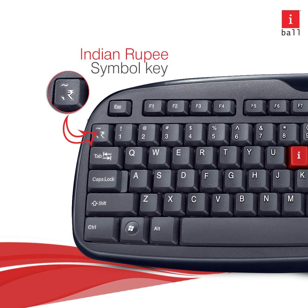 iBall Winner USB V2.0 Keyboard soft feel keys, Wired Keyboard, Water Resistant - Durabale - Black