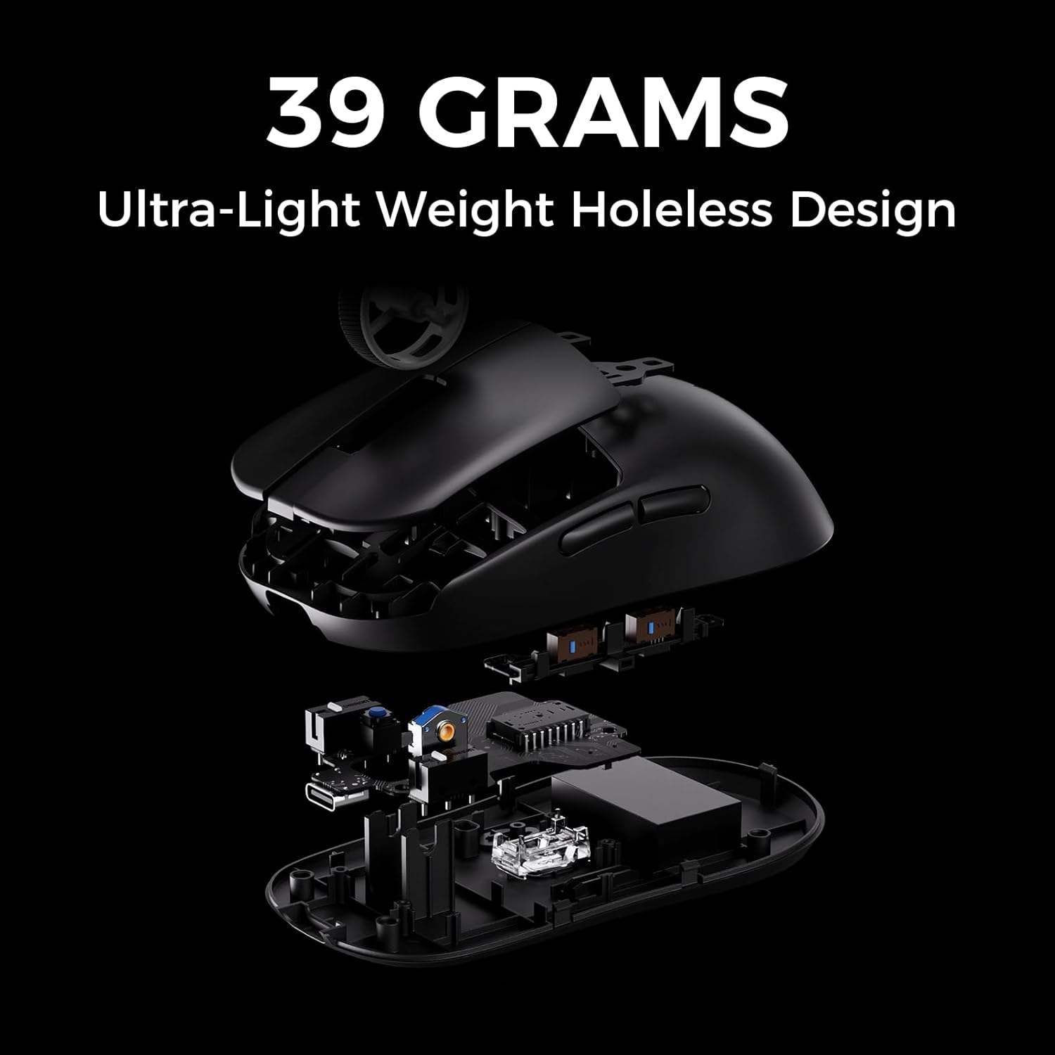 MCHOSE L7 Pro Wireless Gaming Mouse, PAW3395 26K Sensor, Wireless/Wired Dual 8K Polling, 39g Ultra-Light Weight, 2.4GHz RF/BT/Wired Tri-Mode Connection (Pro-PAW3395 26K Sensor, White)