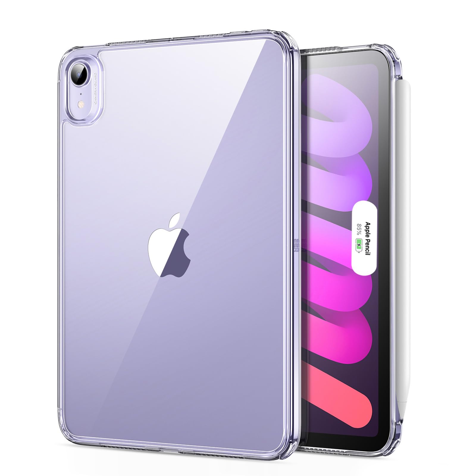 ESR for iPad mini 7 A17 Pro Case, iPad mini 7th/6th Generation Cover (2024/2021), Slim and Light, Shock and Drop Protection, Yellowing Resistant, Supports Pencil Pro/USB-C, Classic Series, Black Clear
